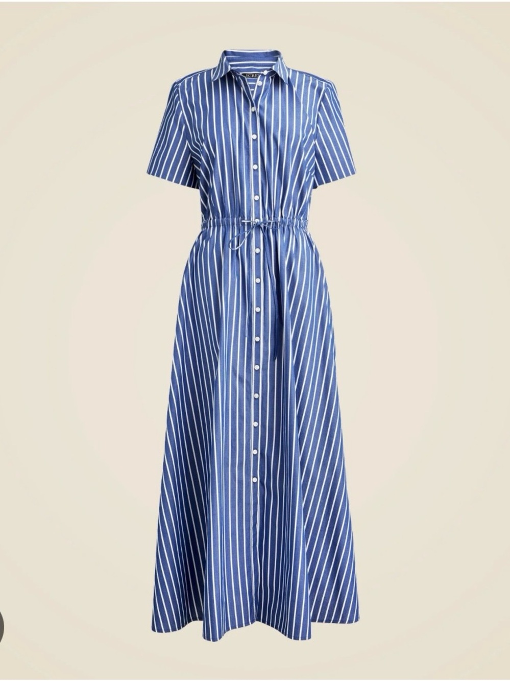 J. Crew Blue and White Striped Maxi Shirt Dress - Picture 1 of 7